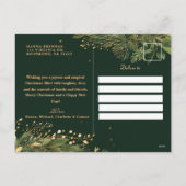 クリスモダンエレガントスリース植物緑 シーズンポストカード (裏面)