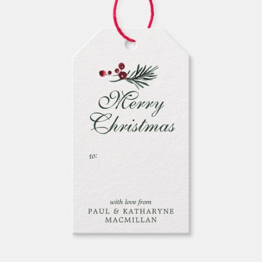 クリスモダンエレガントマスの水の色のパイン緑 ギフトタグ (正面)