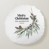 クリスモダンスエレガントス水彩植物性セラ ラウンドクッション (正面)