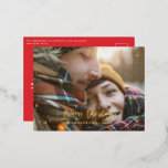 クリスモダンスミニマルト写真のホイル 箔シーズンポストカード<br><div class="desc">ホイ実在ル金ゴールド、銀とバラの金ゴールドモダンメリーミニマルクリスマス星の写真の休日カード。スクリプト文字とホイル実在ス高価な高級感のある伝統的デザインでモダン、バックグラウンドカラーはあなたのスタイルに合わせて変更することができる。</div>