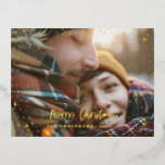 クリスモダンスミニマルト写真のホイル 箔シーズンポストカード<br><div class="desc">ホイ実在ル金ゴールド、銀とバラの金ゴールドモダンメリーミニマルクリスマス星の写真の休日カード。スクリプト文字とホイル実在ス高価な高級感のある伝統的デザインでモダン、バックグラウンドカラーはあなたのスタイルに合わせて変更することができる。</div>