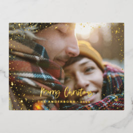 クリスモダンスミニマルト写真のホイル 箔シーズンポストカード