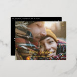 クリスモダンスミニマルト写真のホイル 箔シーズンポストカード<br><div class="desc">ホイ実在ル金ゴールド、銀とバラの金ゴールドモダンメリーミニマルクリスマス星の写真の休日カード。スクリプト文字とホイル実在ス高価な高級感のある伝統的デザインでモダン、バックグラウンドカラーはあなたのスタイルに合わせて変更することができる。</div>
