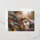 クリスモダンスミニマルト写真のホイル 箔シーズンポストカード<br><div class="desc">ホイ実在ル金ゴールド、銀とバラの金ゴールドモダンメリーミニマルクリスマス星の写真の休日カード。スクリプト文字とホイル実在ス高価な高級感のある伝統的デザインでモダン、バックグラウンドカラーはあなたのスタイルに合わせて変更することができる。</div>