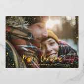 クリスモダンスミニマルト写真緑の星 箔シーズンカード (正面)