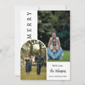 クリスモダンスメリート写真パーソナライズされた カード (正面)