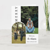 クリスモダンスメリート写真パーソナライズされた カード (正面)