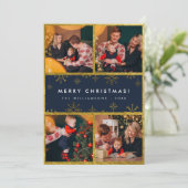 クリスモダンマスギャラリー青と金ゴールド家族の写真 シーズンカード (スタンド正面)