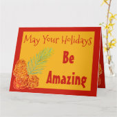 クリスモダンマスグリーティングカード金ゴールドとバーンレッド カード (黄色い花)