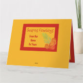 クリスモダンマスグリーティングカード金ゴールドとバーンレッド カード (裏面)