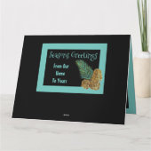 クリスモダンマスグリーティングカード(黒とティール（緑がかった色）) カード (裏面)