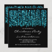 クリスモダンマスパーティー光灯ターコイズ 招待状 (正面/裏面)