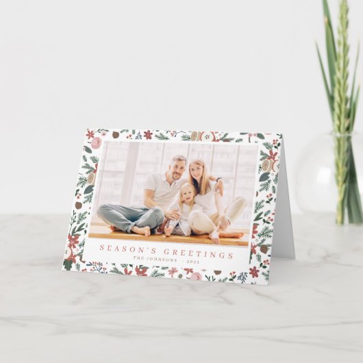 クリスモダンマスフローラの葉植物模様 シーズンカード (正面)