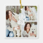 クリスモダンマスペットモノグラム4枚写真コラージュ セラミックオーナメント (正面)