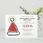 クリスモダンマスレッドサンタハットホリデーパーティー 招待状 (スタンド正面)