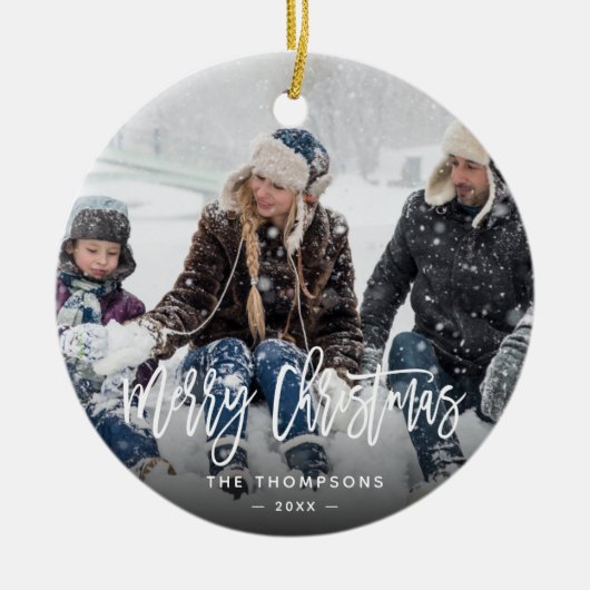 クリスモダンマス家族写真ハンドレター セラミックオーナメント (正面)