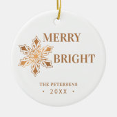 クリスモダンマメリースと明るい写真金ゴールド セラミックオーナメント (正面)