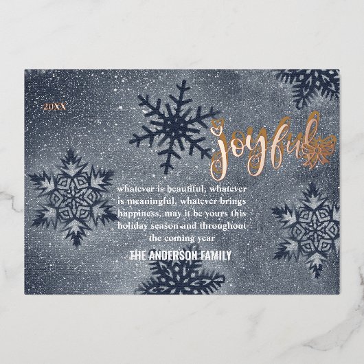 クリスモダンミニマルスマスゴールドフォイルホリデーカード 箔シーズンカード (正面)