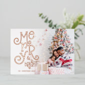 クリスモダンメリーマスに明るい写真オーバーレイ 箔シーズンカード (立ち正面)