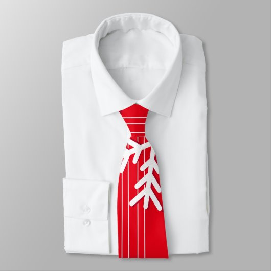 クリスモダン赤と白スの白雪片 ネクタイ (タイ)