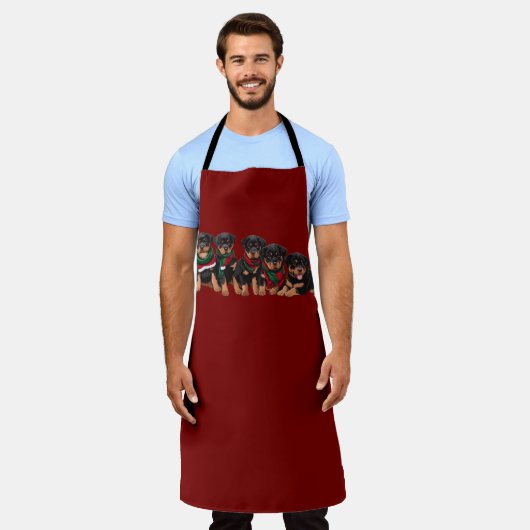 クリスモメリーットロットワイラー子犬スカーフ着用 エプロン (着用した状態)