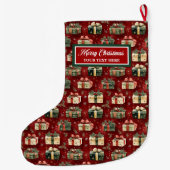 クリスユニークパーソナライズされたスストッキングの水色 ラージクリスマスストッキング (裏面)