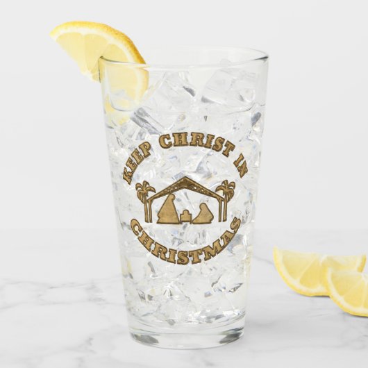 クリス保マス出生16 ozガラス タンブラーグラス (アイス正面)