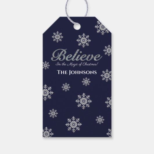 クリス信じスシルバーブルーの魔法で ギフトタグ (正面)