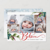 クリス信じマス5フォトコラージグリーティングホリデー ポストカード (正面/裏面)