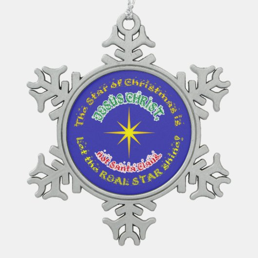 クリス実在マスの星 スノーフレークピューターオーナメント (正面)