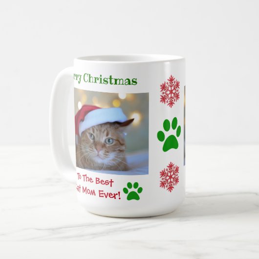 クリス最高のマス猫ママのペット写真 コーヒーマグカップ (正面左)