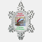 クリス最高のマス猫ママのペット写真 スノーフレークピューターオーナメント (右)