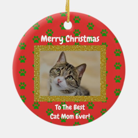 クリス最高のマス猫ママのペット写真 セラミックオーナメント (裏面)