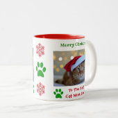 クリス最高のマス猫ママのペット写真 ツートーンマグカップ (正面右)