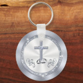 クリス素晴らしパーソナライズされたタン結婚式の引き出物 キーホルダー (裏面)