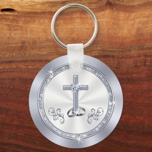 クリス素晴らしパーソナライズされたタン結婚式の引き出物 キーホルダー (裏面)