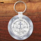 クリス素晴らしパーソナライズされたタン結婚式の引き出物 キーホルダー (正面)