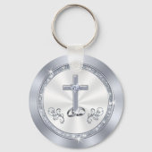 クリス素晴らしパーソナライズされたタン結婚式の引き出物 キーホルダー (裏面)