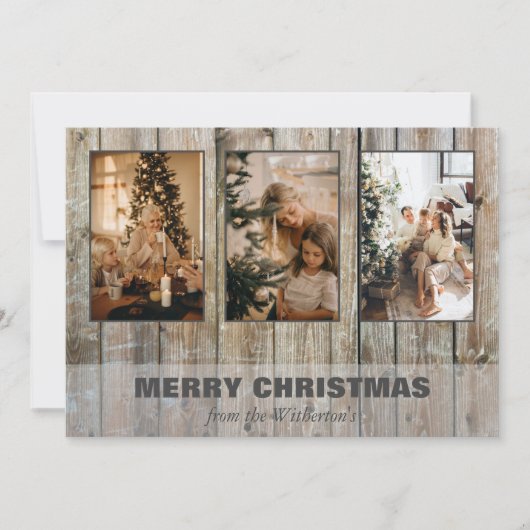 クリス素朴マススリーフォトコラージュホリデーカード シーズンカード (正面)
