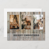 クリス素朴マススリーフォトコラージュホリデーカード シーズンポストカード (正面/裏面)