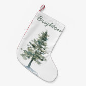 クリス素朴マスツリー(明かりと名前付き) スモールクリスマスストッキング (正面 (吊り時))