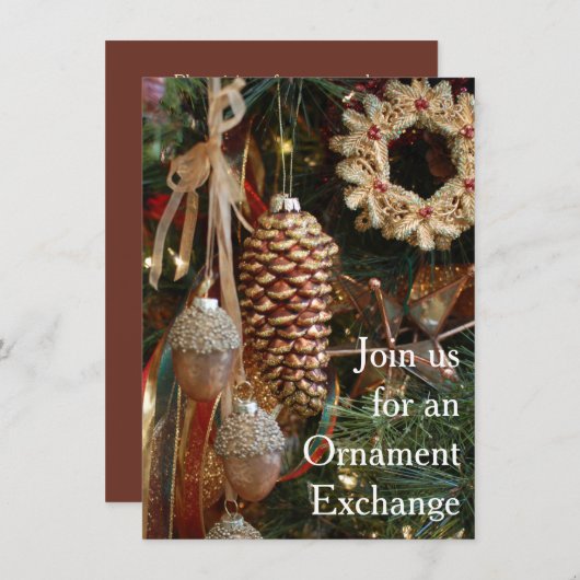 クリス素朴マスホリデーオーナメント交換パーティー 招待状 (正面/裏面)