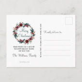 クリス素朴マスレッドローズフローラリースムービング 案内ポストカード (裏面)