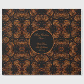 クリス素朴マス·ブラック·ブラウン·オレンジ色の星のパターン ラッピングペーパー (フラット)