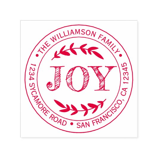 クリス素朴モダンスマスジョイラウンド差出人住所 セルフインキングスタンプ (デザイン)