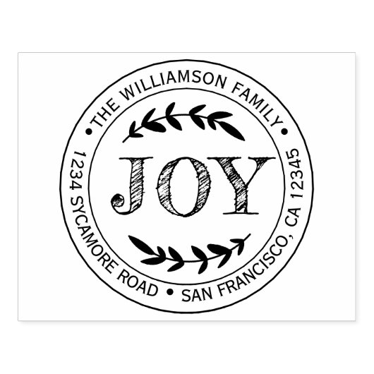 クリス素朴モダンスマスジョイラウンド差出人住所 ラバースタンプ (インプリント)