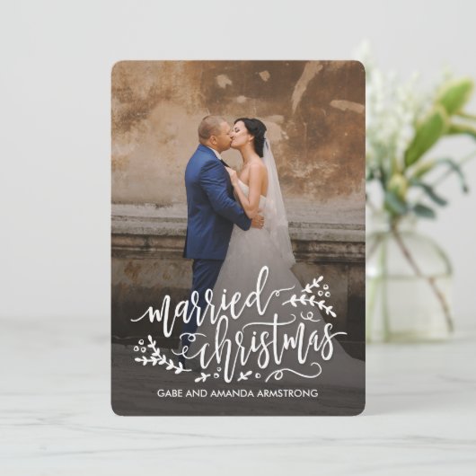 クリス結婚したマスニューリウェズホリデーフォトカード シーズンカード (スタンド正面)