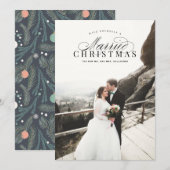 クリス結婚したマス新婚のフォトカードレッド シーズンカード (正面/裏面)