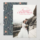 クリス結婚したマス新婚のフォトカードレッド シーズンカード (正面/裏面)