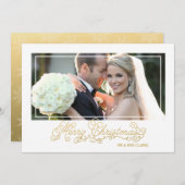 クリス結婚したマス金ゴールドスクリプトホリデーフォトカード シーズンカード (正面/裏面)